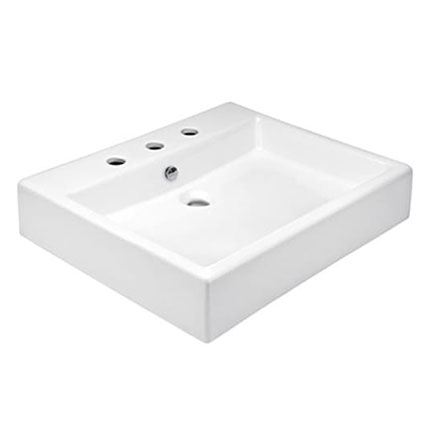 --- LAVABO LUCERNA TRES PERFORACIONES DE SOBREPONER CON REBOSADERO --- ---Lavabo de sobreponer con tres perforaciones y con rebosadero de diámetro 22mm para evitar desbordamiento de agua, su